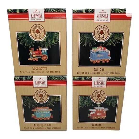 1991 Hallmark Keepsake Claus & CO Railroad Train Trestle & Cars Complete Set - Picture 3 of 10